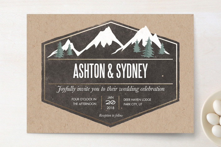 rustic mountain wedding invitation