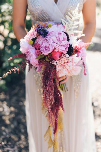 unique pink wedding bouquet