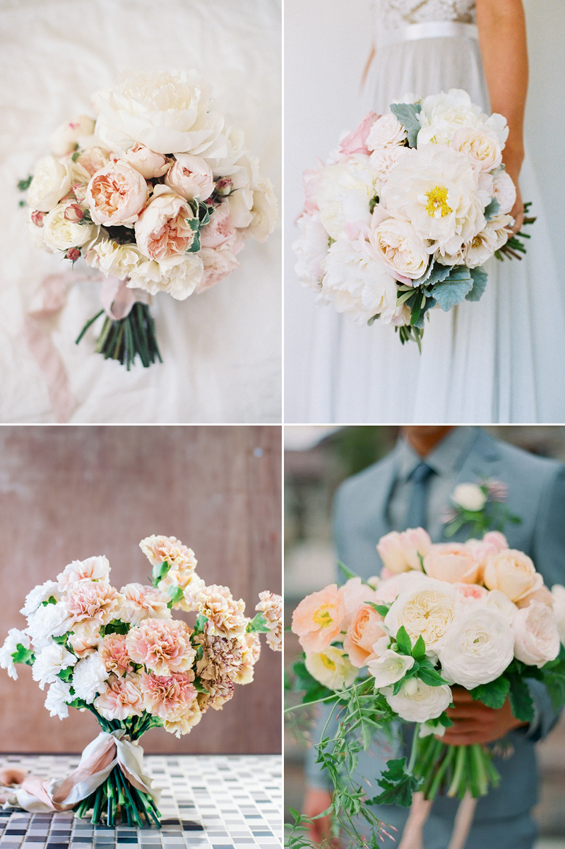 white and nude ombre wedding bouquet