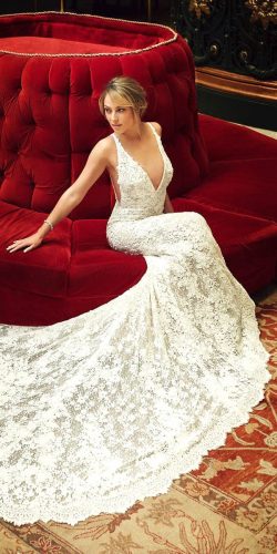 white sexy neckline wedding dress