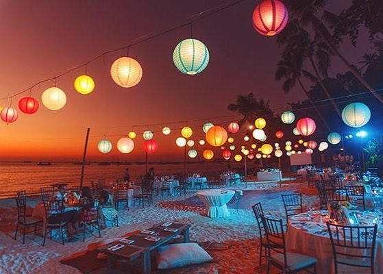 colorful lantern for night beach wedding