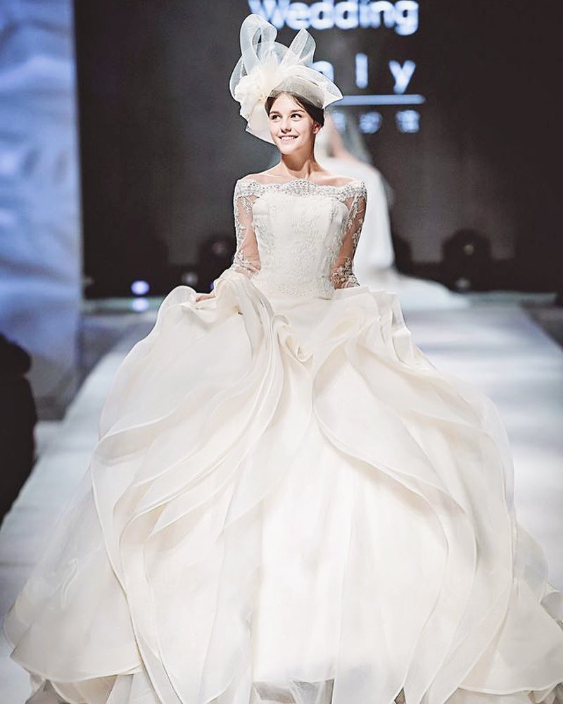 overlayered wedding gown design