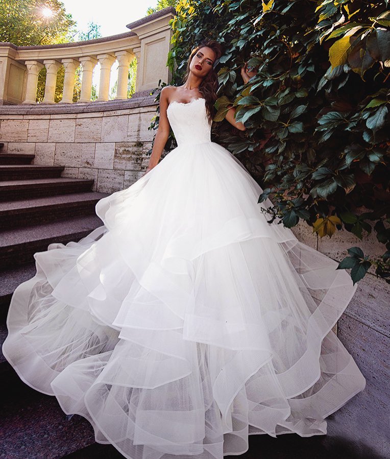 beautiful layered wedding gown