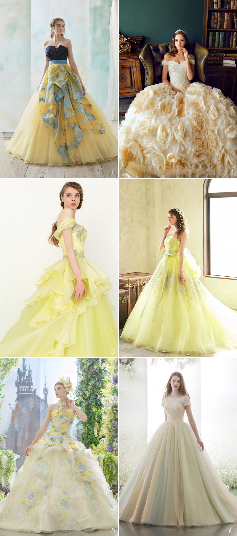 belle wedding dresses ideas with touch of yellow