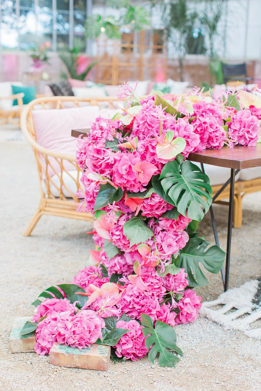 cascading pink floral for table garlands