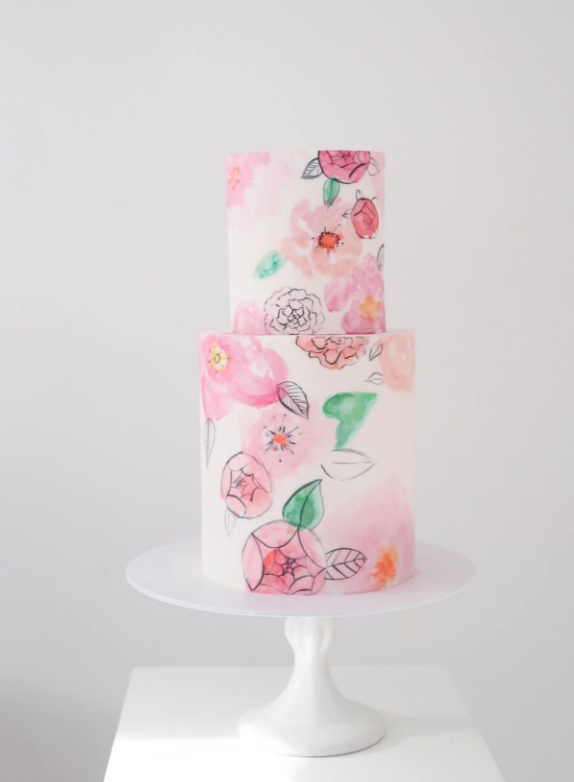 cute and pink wedding cake