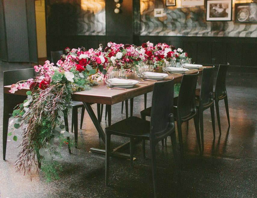 floral pink table wedding decor