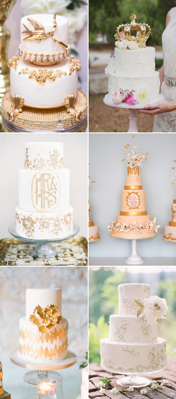 golden glam wedding cakes