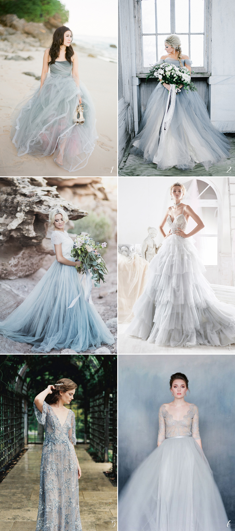 gorgeous smoky blue wedding gowns