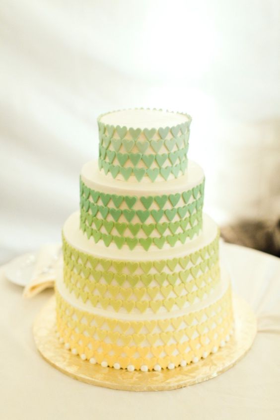 gradient yellow and green wedding cake