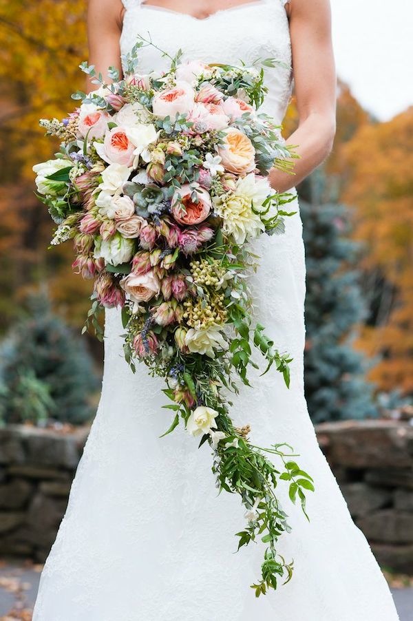 greenery and soft pink wedding bouquet