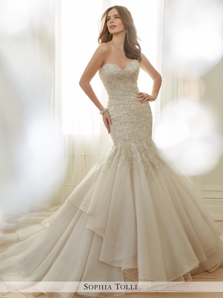 mermaid wedding gown with layer