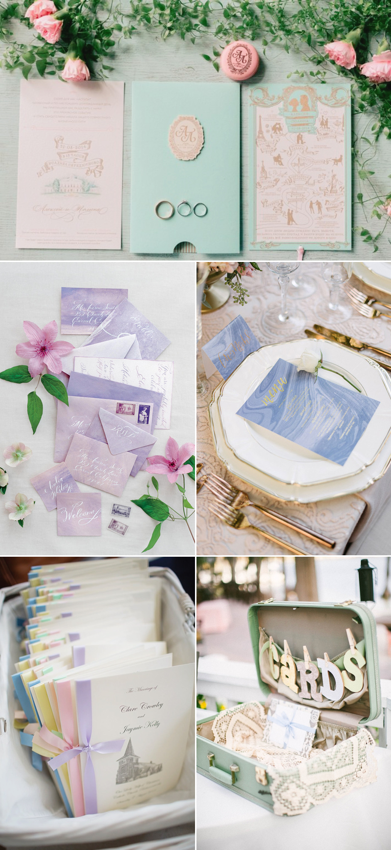 pastel color wedding invitation