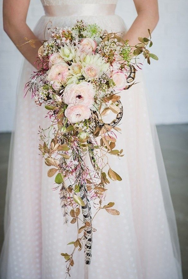 pink pale wedding bouquet