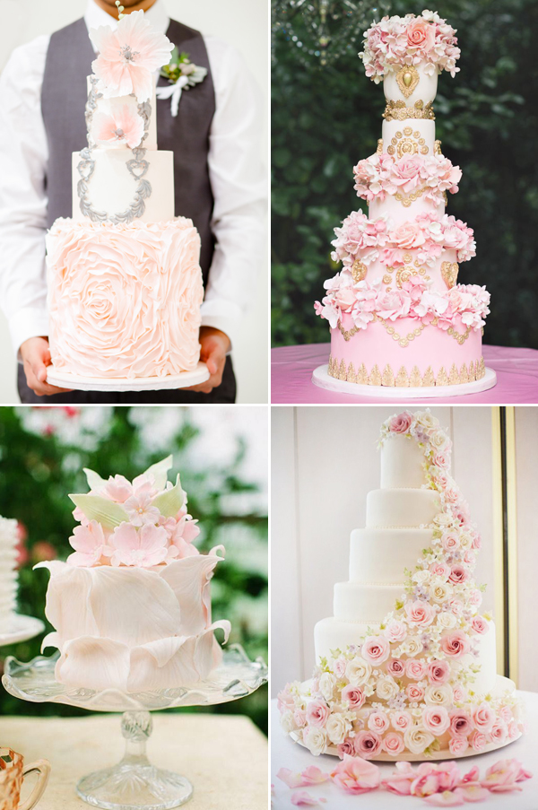 pink romance wedding cakes ideas