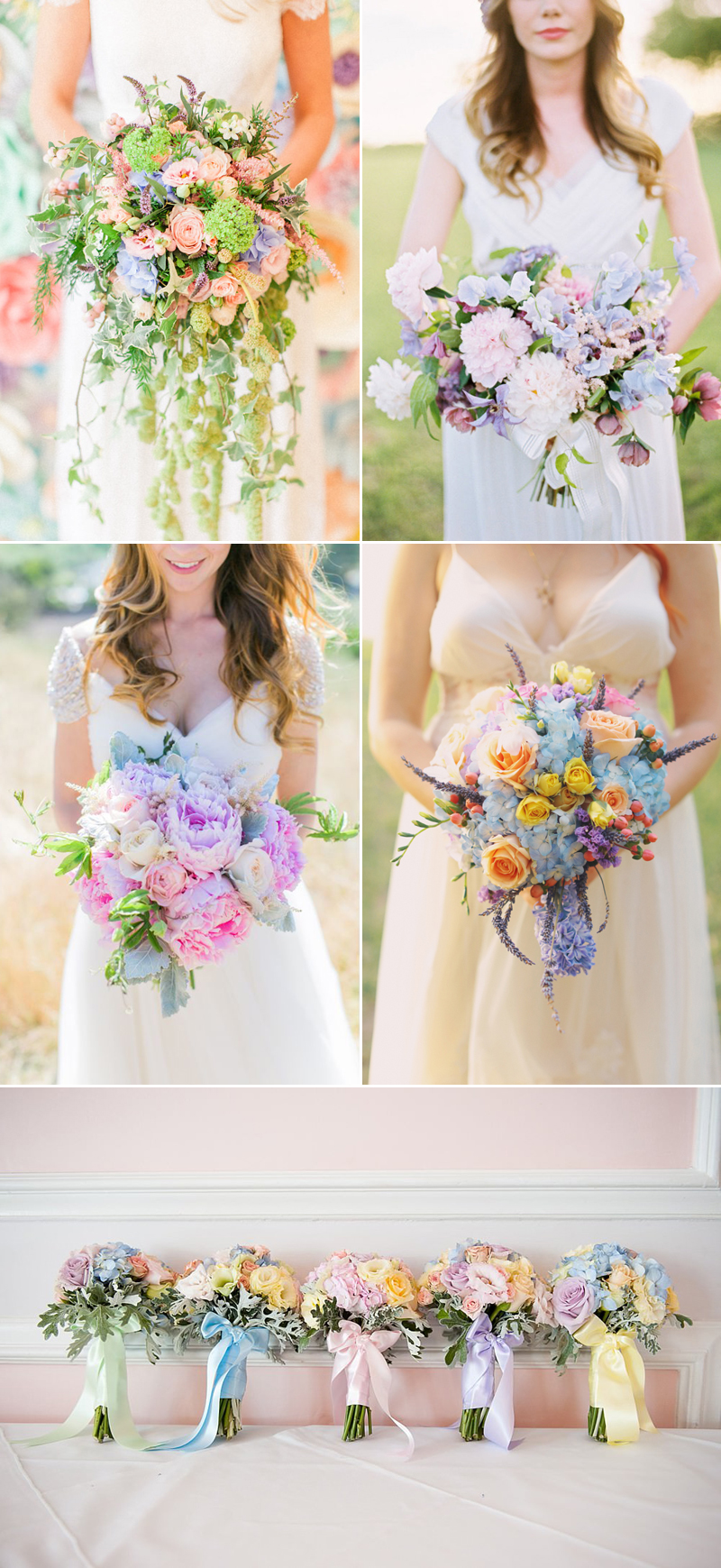 romantic pastel color wedding bouquet