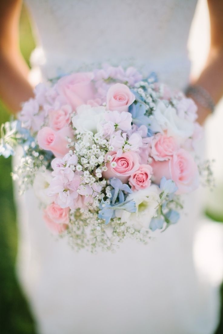 soft pink and blue wedding bouquet