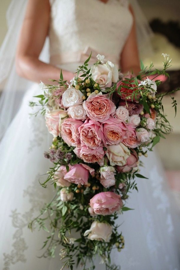 soft pink bouquet with greenery