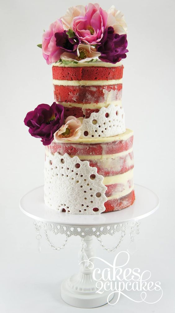 unique red wedding cake