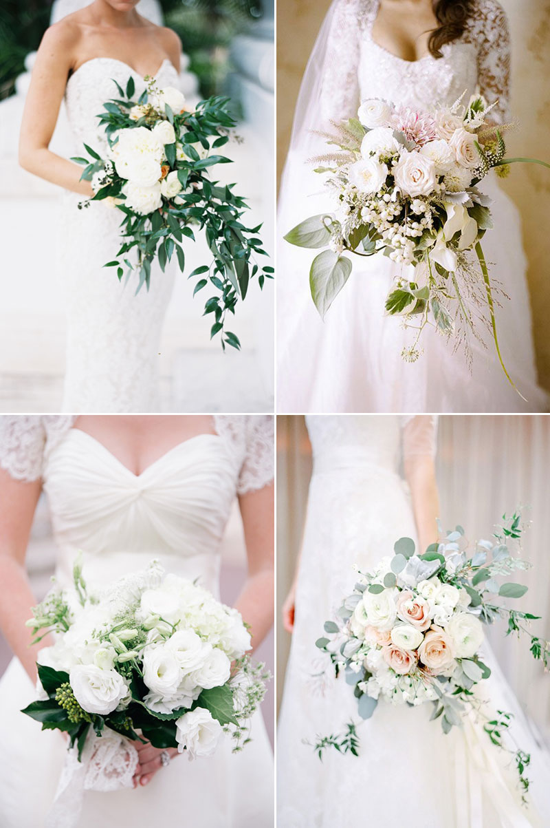 white chic winter wedding bouquets