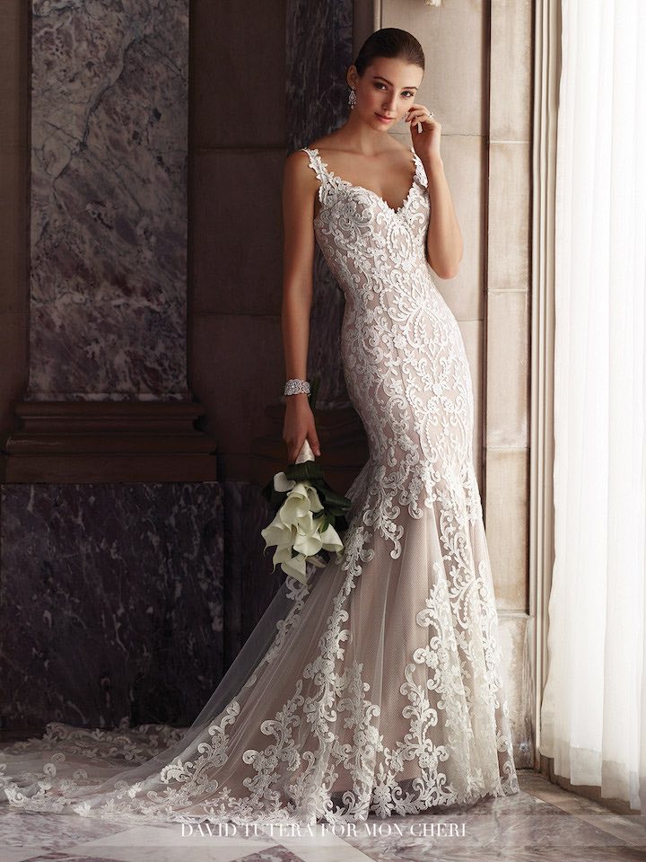 white elegant mermaid wedding gown