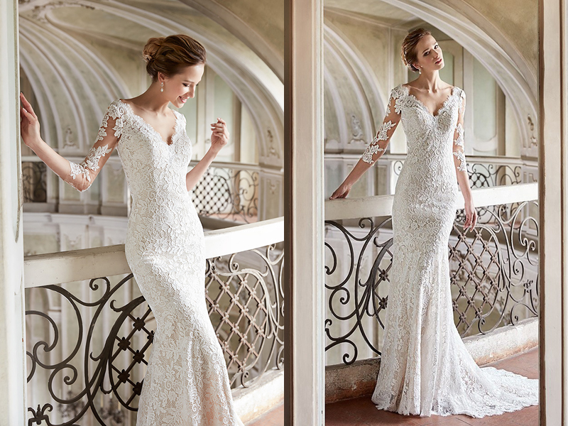 white mermaid lace wedding dress