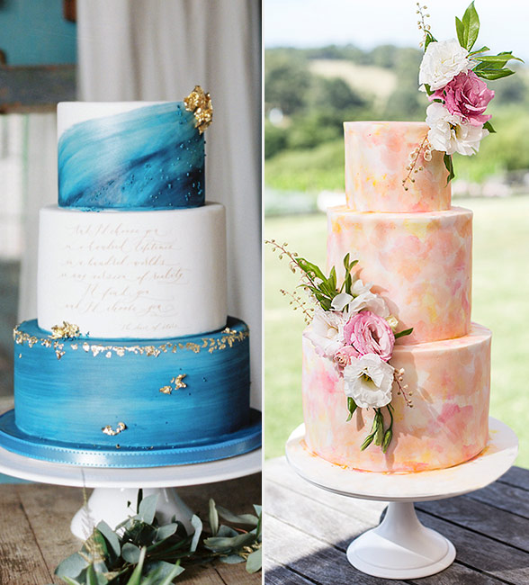 beautiful watercolor wedding cake