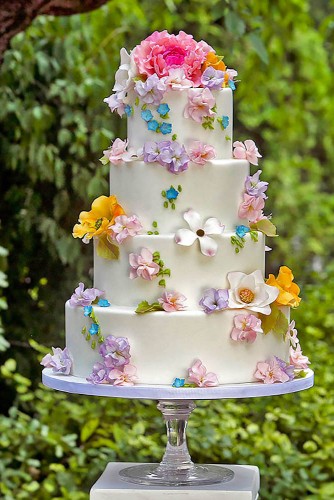 cute floral topping wedding cake