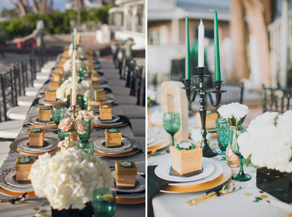 Emerald Gold Wedding Dinning Place