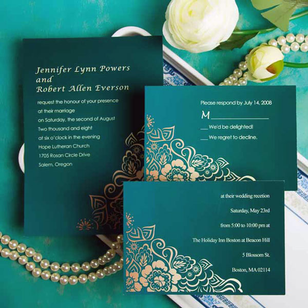 Emerald Gold Wedding Invitation