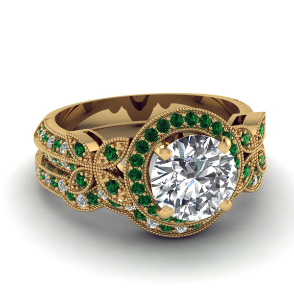 Emerald Gold Wedding Rings