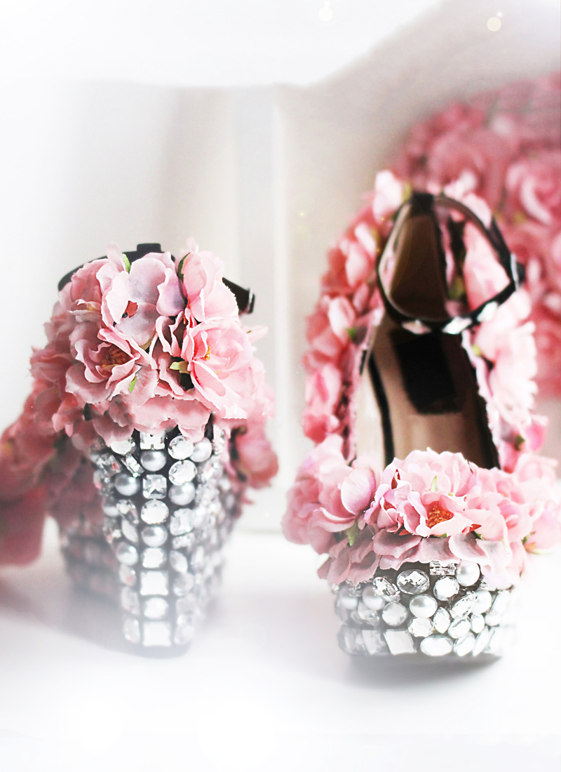 full coverage floral wedding shoes