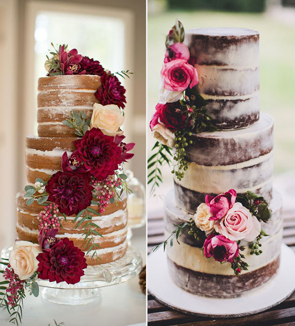 naked wedding cake design