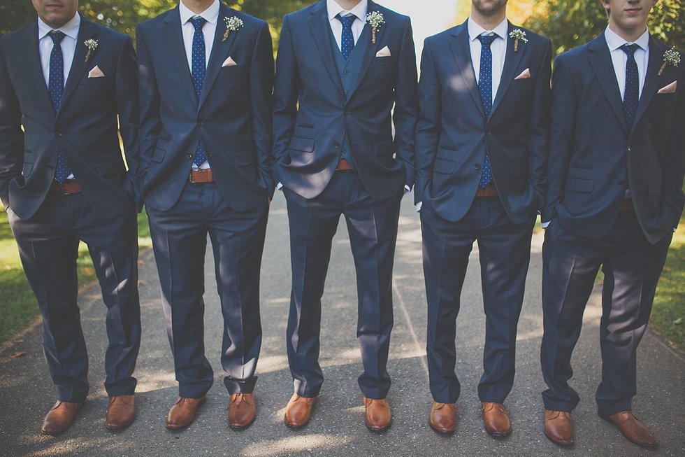 navy blue wedding groomsman attire