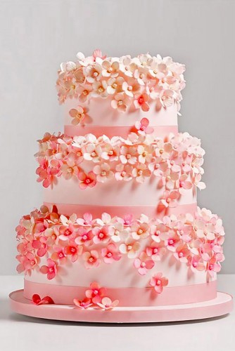 sweet pink floral wedding cake