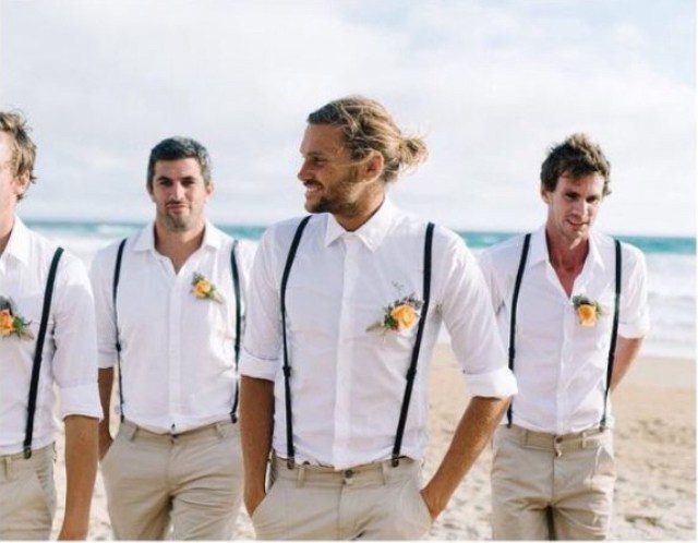 casual beach wedding groomsmen