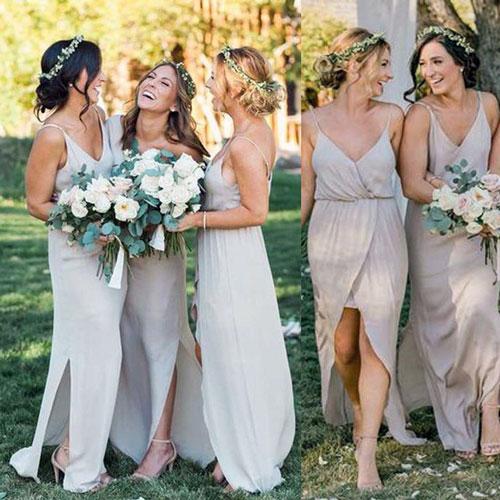 Cream Chiffon Bridesmaid Dresses for Beach