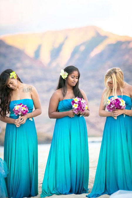 Simple Teal Bridesmaid Dresses