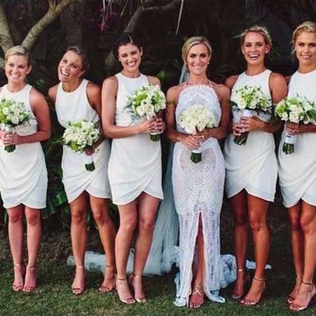 Simple White Bridesmaid Dresses