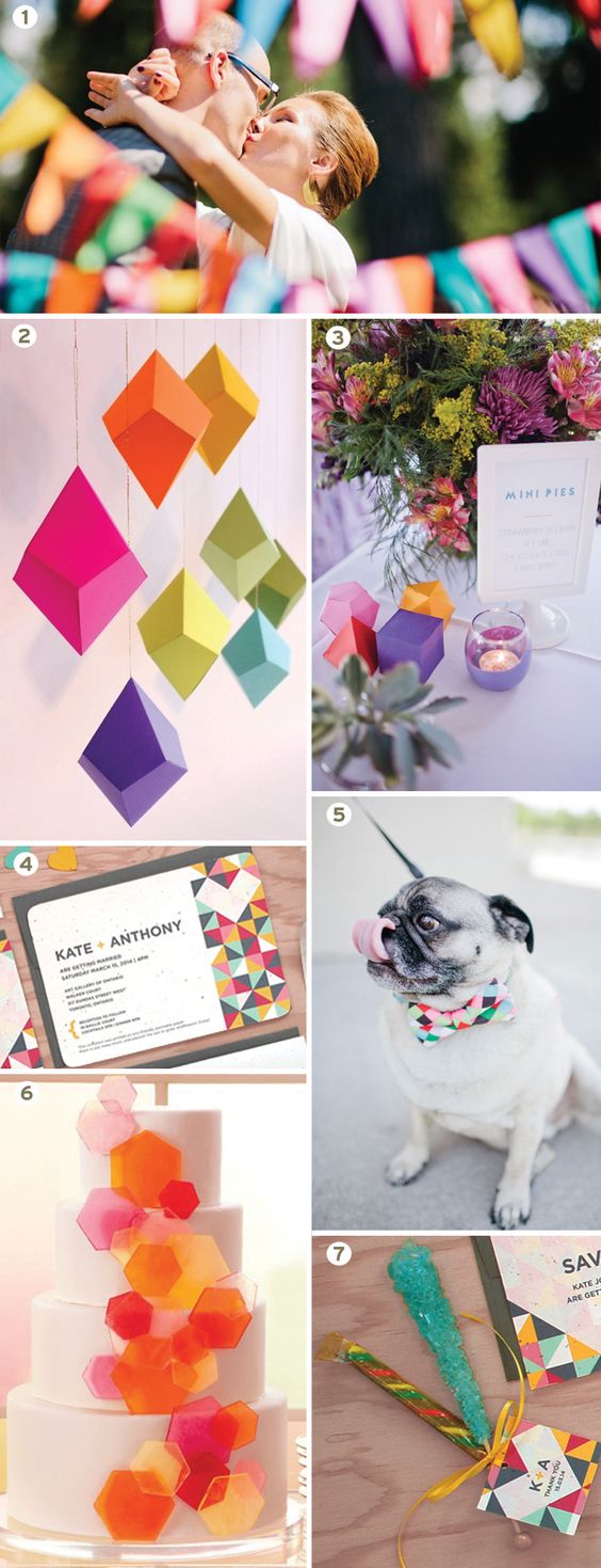 colorful geometric wedding decoration ideas