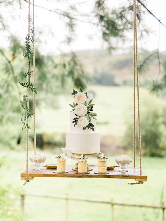 hanging cake stand for creative DIY wedding decoration ideas