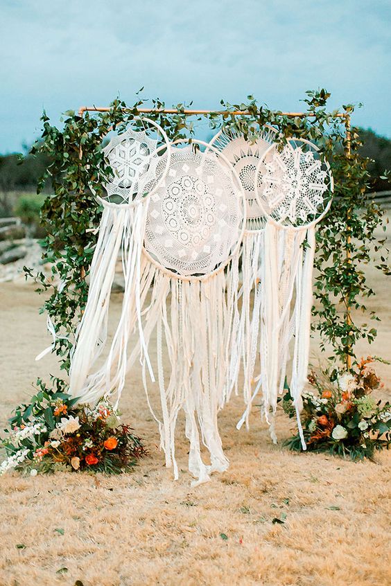 hanging dream catcher for bohemian wedding