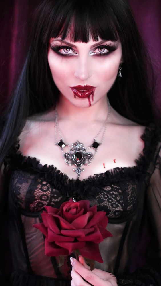 vampire makeup for stunning brides in halloween wedding party