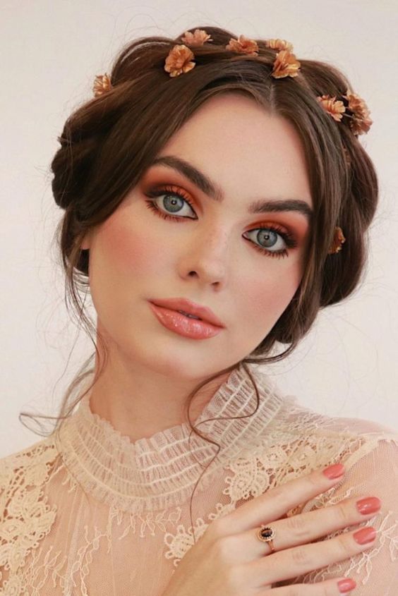 fall makeup for halloween wedding concept