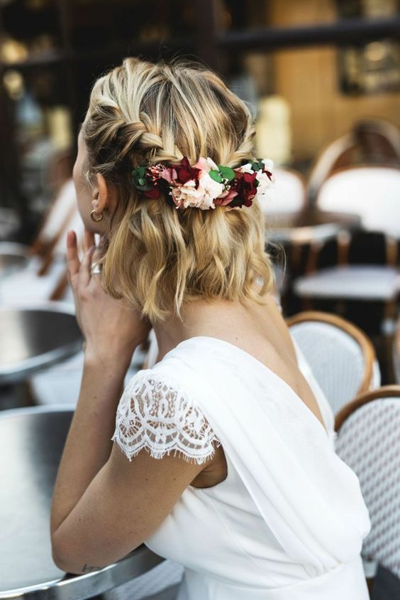 Braid in Short Hair for pretty bohemian brides