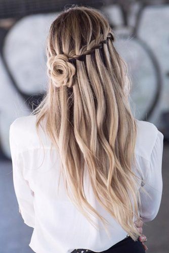 Elegant Waterfall Braid in bohemian bridal hairstyle