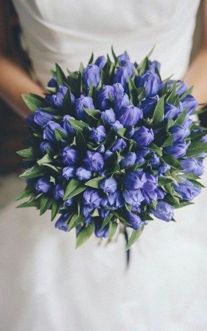 Blue Tulips Bouquet for greenery wedding bouquet ideas