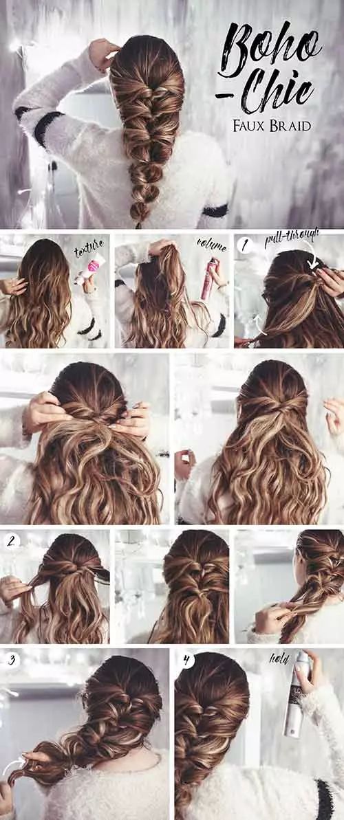 how to creat a simple boho fake braided 