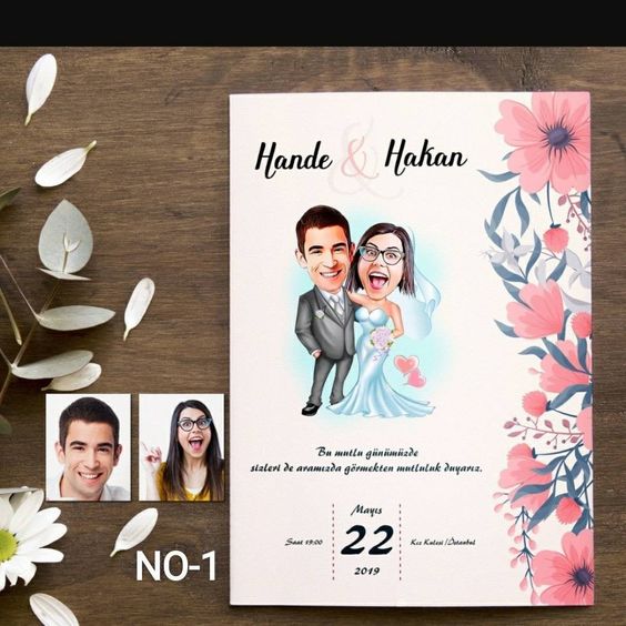 funny caricature for unique and creative wedding design