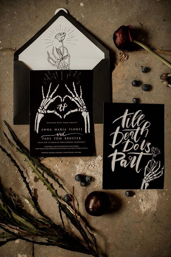 uniqe halloween wedding invitation